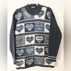 Vintage 90s Colorblock Heart Grandma Sweater‎